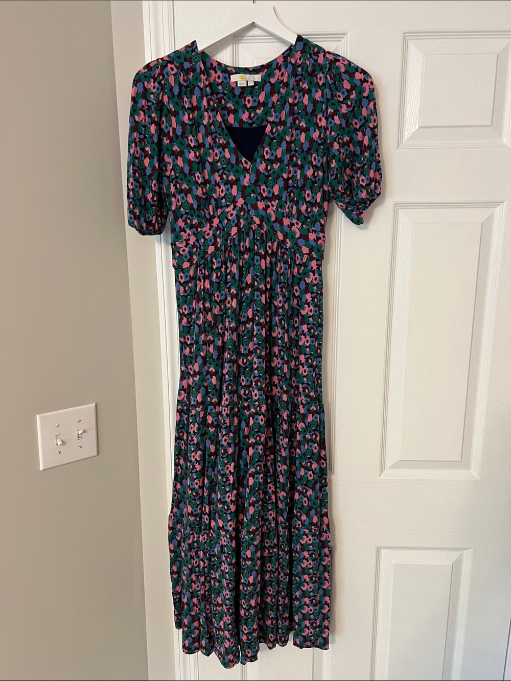Boden Teal and Pink Floral Maxi Dress